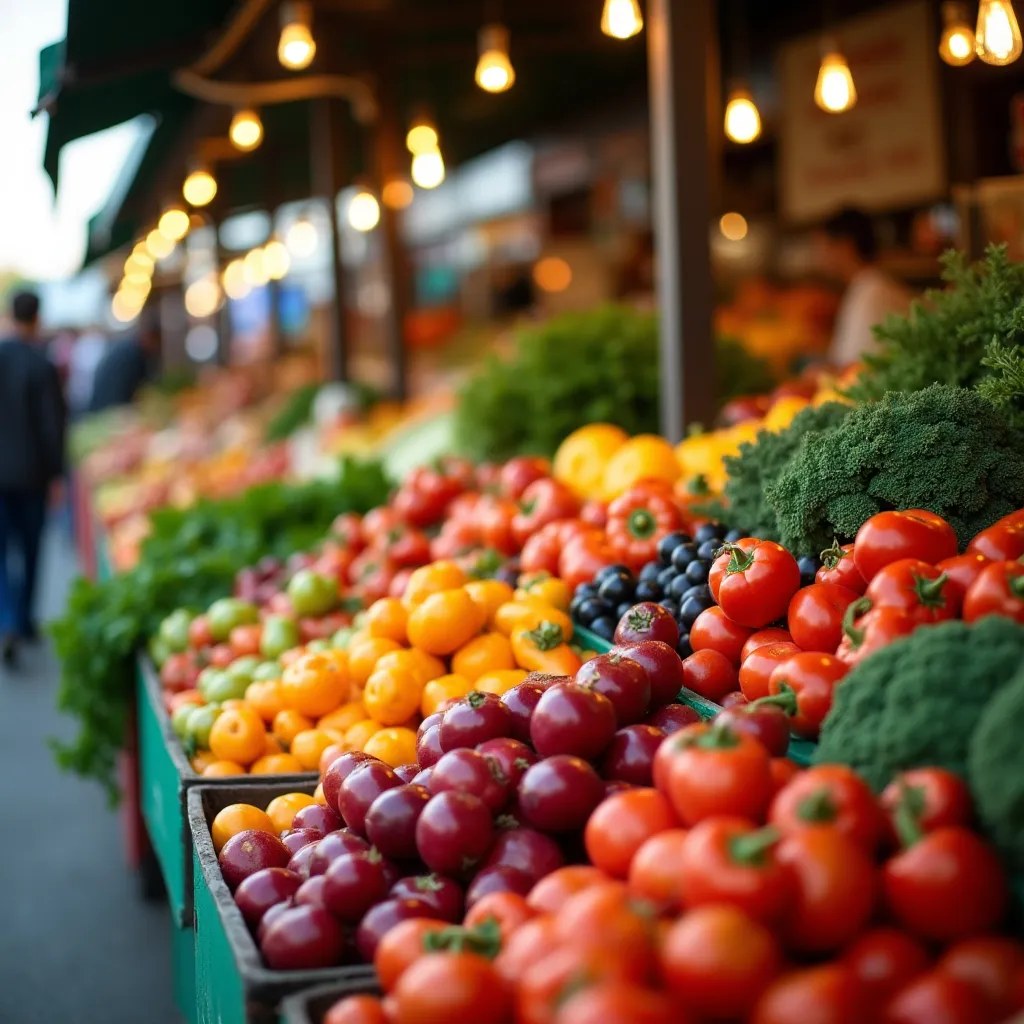 Piață de fermieri cu produse proaspete